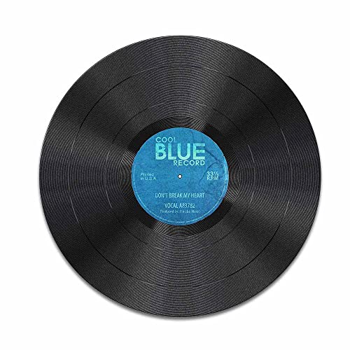 WIRESTER Non-Slip Round Mousepad, Vintage Vinyl Record Blue Mouse Pad for Home, Office and Gaming Desk - Image 2