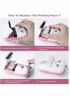 Y&D Portable Printer, Mini Pocket Printer Wireless Bluetooth Thermal with Printing Paper USB Cable for Note Photo Web Document Label Receipt Study Home Office, Pink  - Image 5