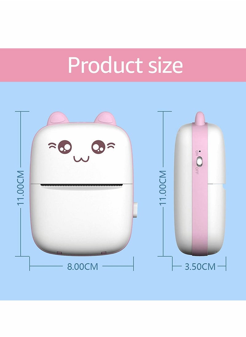 Y&D - Portable Printer, Mini Pocket Printer Wireless Bluetooth Thermal with Printing Paper USB Cable for Note Photo Web Document Label Receipt Study Home Office, Pink - Image 1