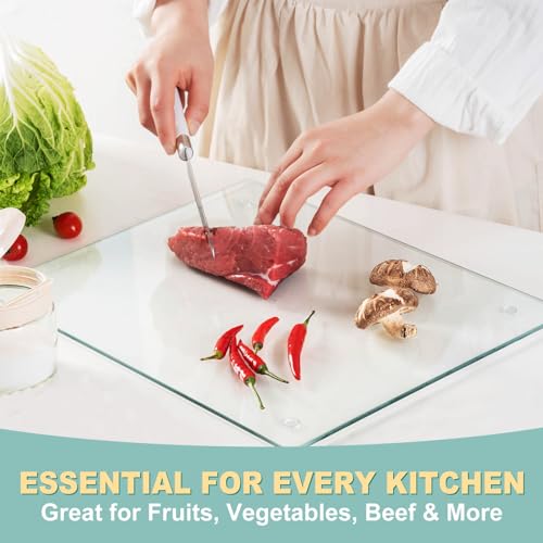 VASUHOME Tempered Glass Cutting Board for Kitchen (12x16"), Long Lasting Clear Glass Cutting Board for Countertop - Scratch, Heat, and Shatter Resistant - Easy to Clean - Image 5