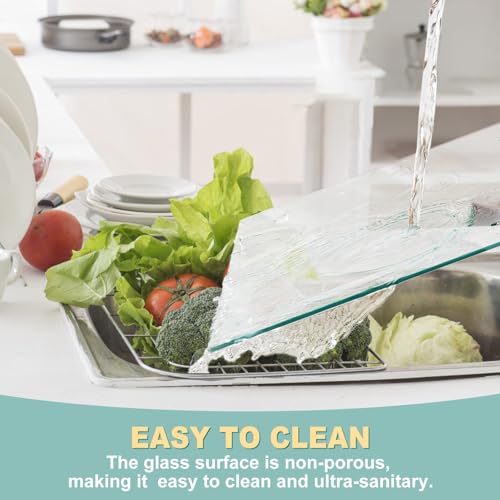 VASUHOME Tempered Glass Cutting Board for Kitchen (12x16"), Long Lasting Clear Glass Cutting Board for Countertop - Scratch, Heat, and Shatter Resistant - Easy to Clean - Image 2
