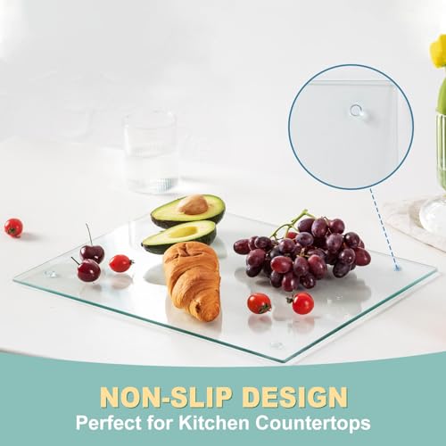 VASUHOME Tempered Glass Cutting Board for Kitchen (12x16"), Long Lasting Clear Glass Cutting Board for Countertop - Scratch, Heat, and Shatter Resistant - Easy to Clean - Image 3
