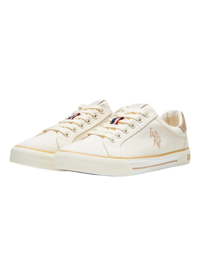 U.S. Polo Assn. Women's Beige Casual Canvas Lace-Up Sneakers, Lightweight Shoes for Everyday Wear  - Image 2