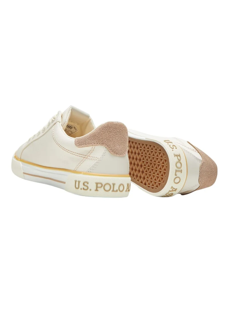 U.S. Polo Assn. Beige Women's Beige Casual Canvas Lace-Up Sneakers, Lightweight Shoes for Everyday Wear for Women | Best Price UAE