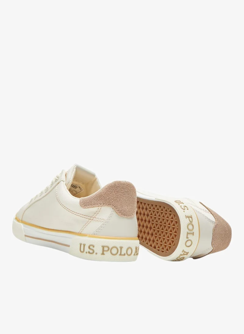U.S. Polo Assn. Beige Women's Beige Casual Canvas Lace-Up Sneakers, Lightweight Shoes for Everyday Wear for Women | Best Price UAE
