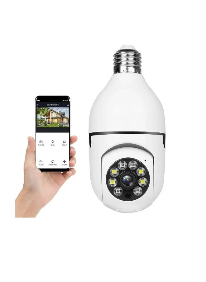 Macon Bulb Lamp Camera 1080P Wifi IP PTZ IR Night Vision Home Security Auto Tracking Video Surveillance Camera - White  - Image 1