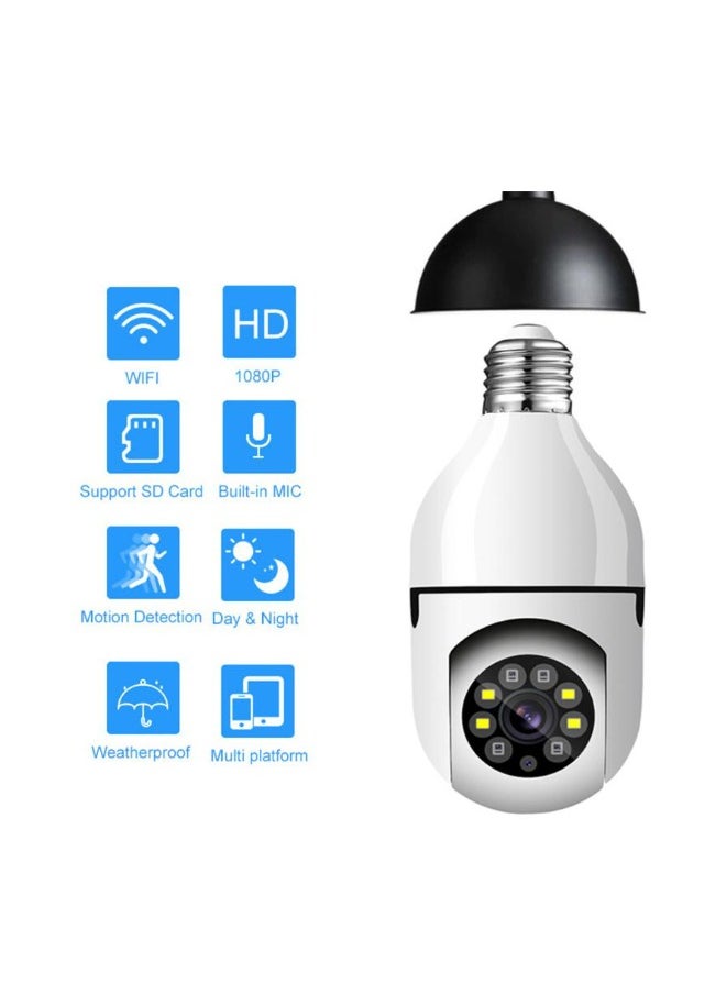 Macon Bulb Lamp Camera 1080P Wifi IP PTZ IR Night Vision Home Security Auto Tracking Video Surveillance Camera - White  - Image 2