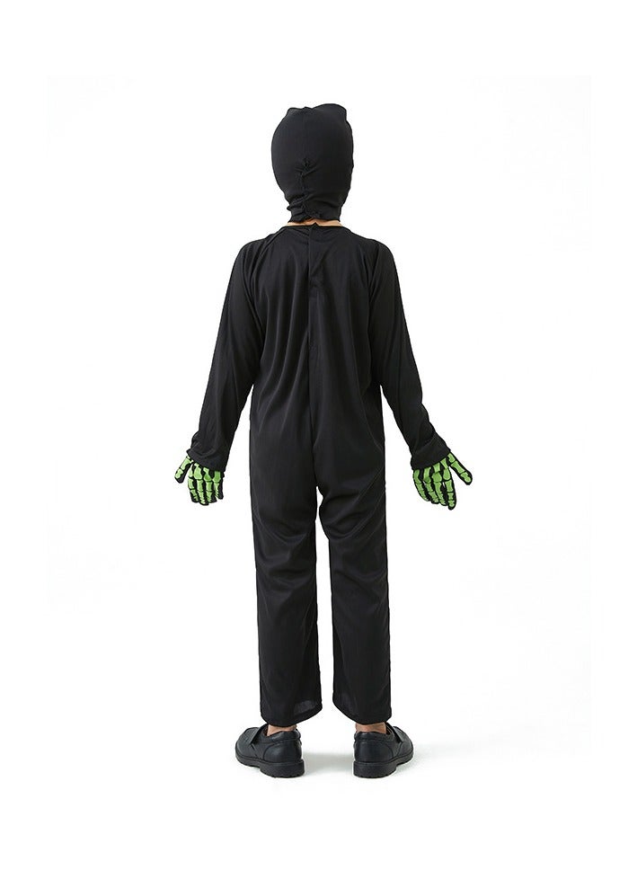 JAYATO Cross-border children's horror night-light skeleton clothing - classic Halloween skull character costume for performance, Kids Party - size XL - Image 3