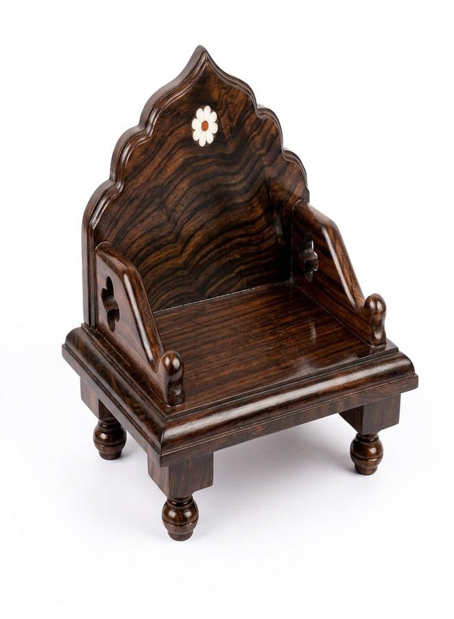 GIFT EQUALS LOVE Handcrafted Rosewood Mandasana for Idols | 7 Inch Wooden Pooja Chowki | Premium Temple Singhasan for Home Mandir Décor & Gifting - Image 1