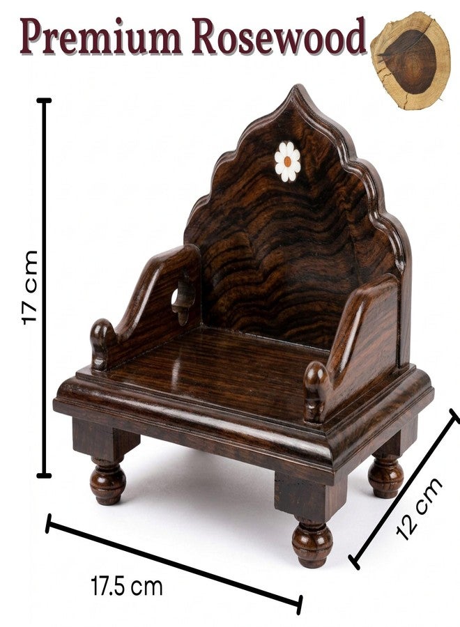 GIFT EQUALS LOVE Handcrafted Rosewood Mandasana for Idols | 7 Inch Wooden Pooja Chowki | Premium Temple Singhasan for Home Mandir Décor & Gifting - Image 3