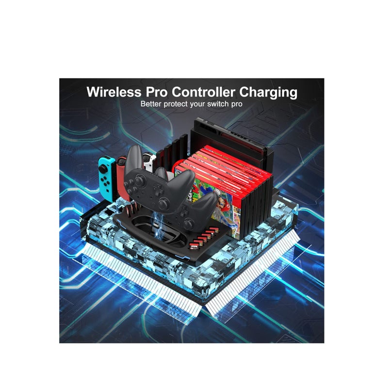 SOLARAE Controller & J-Cons Charger, for Switch Accessories Organizer Station, Switch Organizer with Controller Charging Dock, Switch Storage for Games, TV Dock, Pro Controller, Compatible with NS & OLED - Image 5