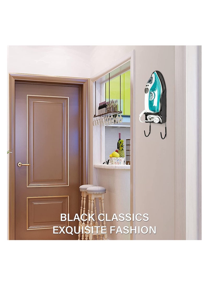 SYOSI Ironing Board Holder Wall Mounted Storage Organizer, ELECDON Electric Iron Holder Household Bathroom Shelf with Heat Resistant Tray Storage Organizer Easily Mount Against Wall Black - Image 3