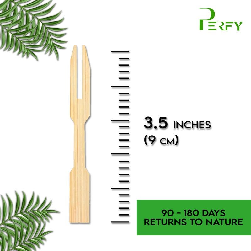 Perfy Eco Friendly Disposable Fruit Forks 35 inches Wooden Dining Flatware Ideal for Kids Birthday Party Wedding Also Festivals Pack of 350 - Image 4