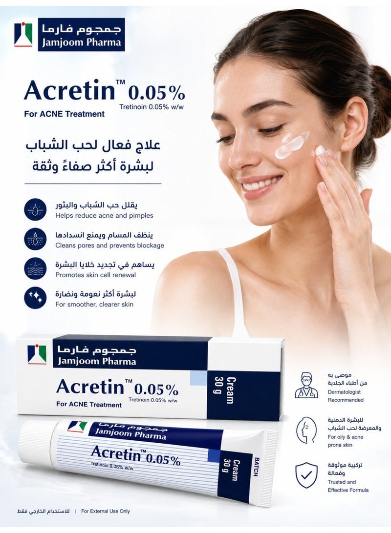 Acretin 0.05% For Acne Treatment Cream 30g - Image 2