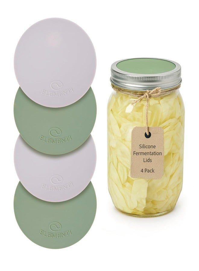Elementi Mason Jar Fermentation Lids - Set of 4 Easy Grip Silicone Airlock Lids for Wide Mouth Mason Jars - Sauerkraut & Pickling Fermentation Kit - Self Burping Airlocks for Fermenting Kit - Image 1