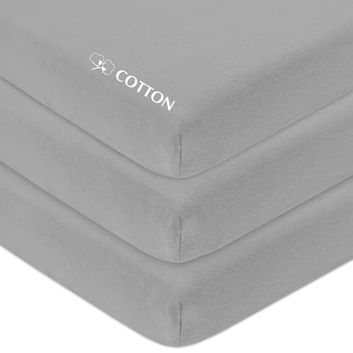 American Baby Company American Baby Company 3 Pack 100 Natural Cotton Fitted Mini Crib Sheets 38 x 24 Soft Breathable Small Nesting Portable Sheets Fits Pack N Play Mattresses Gray for Boys Girls 