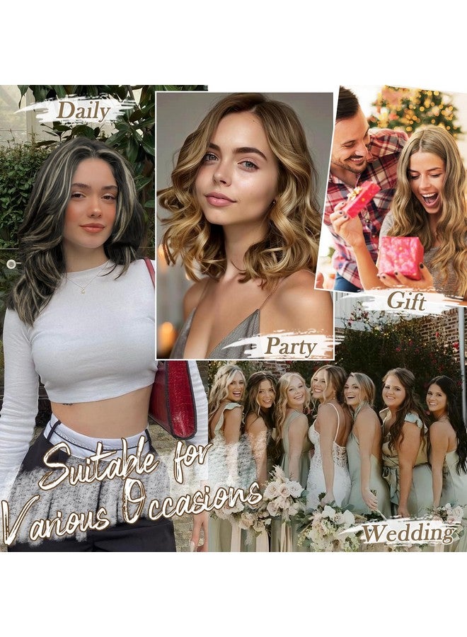 بارسدار وصلات شعر بارسدار المميزة - وصلات شعر صناعية قصيرة ومموجة بطول 12 بوصة للنساء - 6 قطع شعر كاملة سميكة للاستخدام اليومي للحفلات، لون بني متوسط وأشقر - Image 5