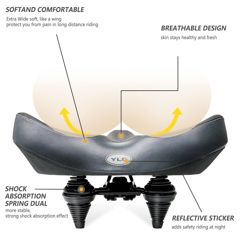 YLG Oversized Comfort Bike Seat - Memory Foam Replacement Saddle, Waterproof Universal Fit for Women and Men - Image 2