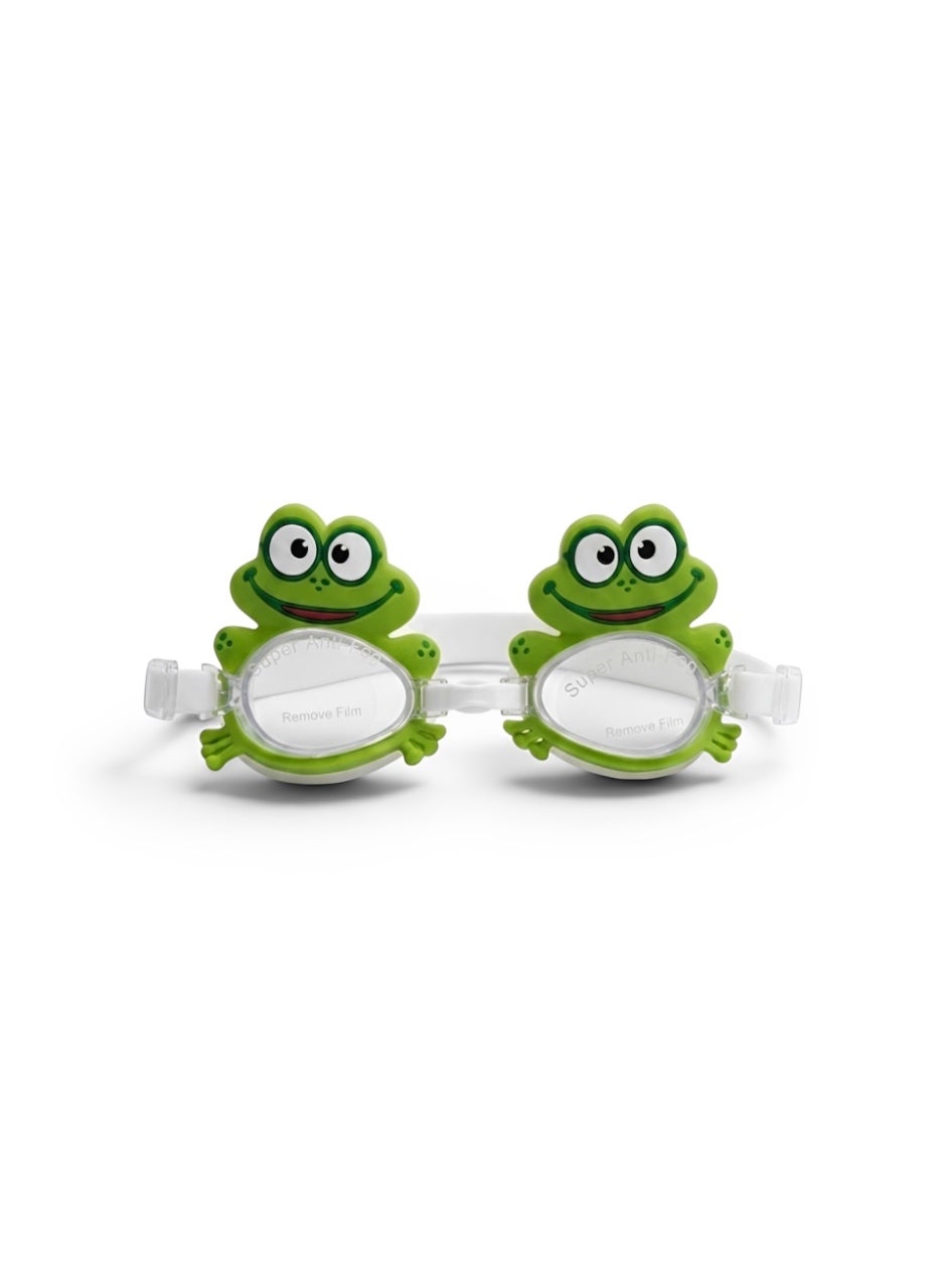 Kids Frog Swim Goggles with Protective Case - Anti-Fog & UV Shield, Leak-Free Silicone Swim Glasses for Boys & Girls