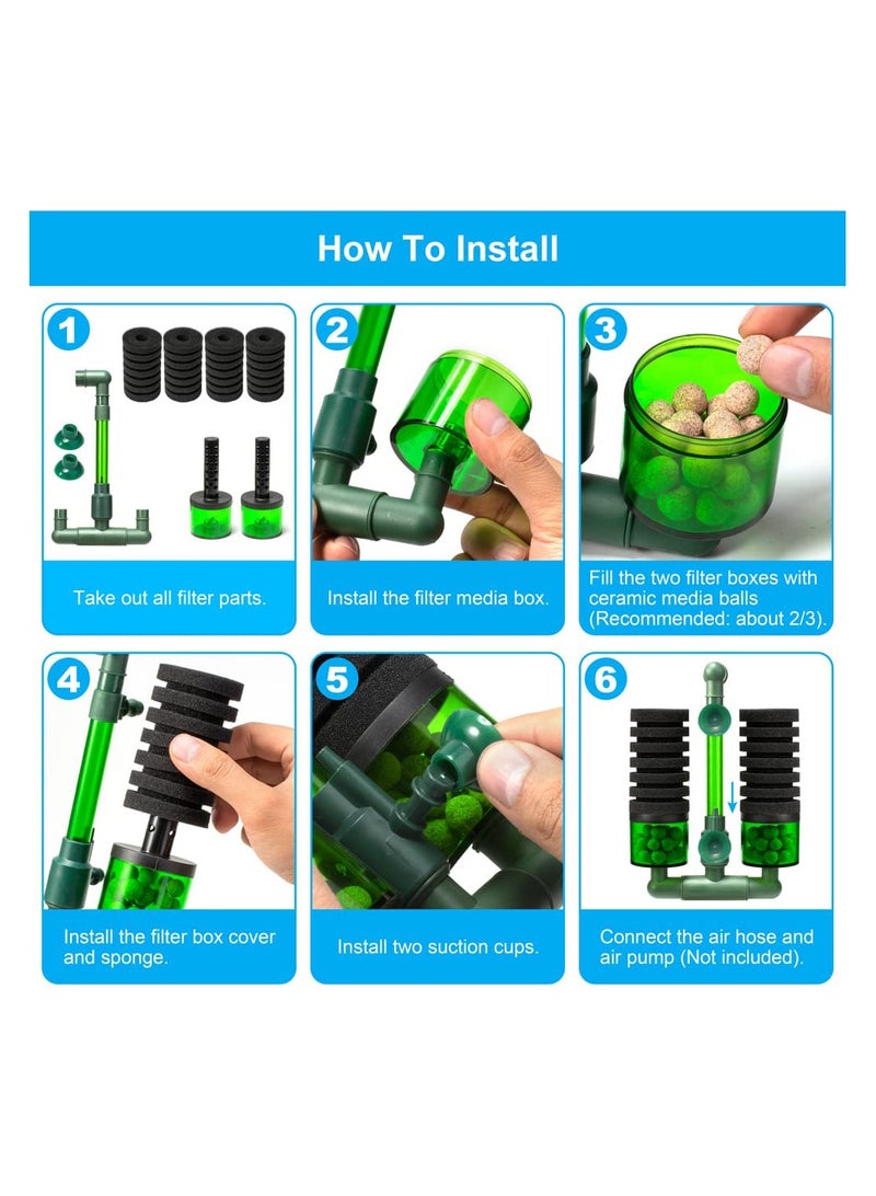 KASTWAVE Aquarium Sponge Filter, Fish Tank Foam Filter Quiet Submersible Bio Sponge Filter with 2 Spare Sponges - Image 5