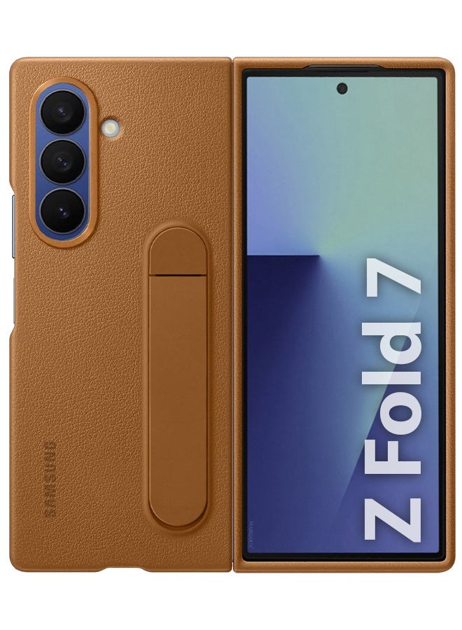Leather Case Cover for Samsung Galaxy Z Fold 7, Kindsuit Case Slim and sleek with Secure Hand Grip - Brown - Image 2
