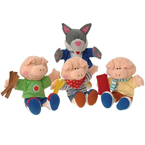 Constructive Playthings The Three Little Pigs Wolf and Pig Puppet Set from the Childhood Favorite Book - Image 1
