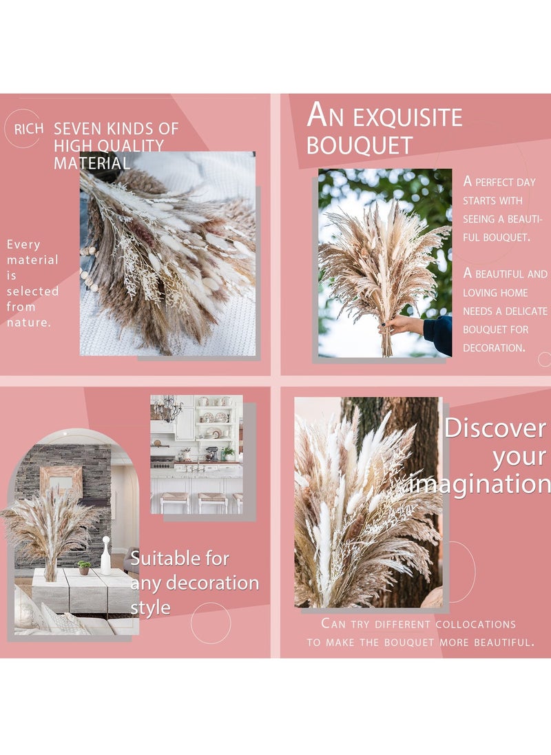 Generic Natural Dried Pampas Grass Bouquet for Boho Home Decor - 92PCS Phragmites Dried Flowers for Wedding Floral Arrangements and Home Decorations.  - Image 4