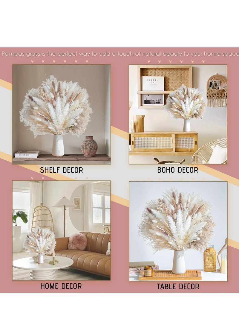 Generic Natural Dried Pampas Grass Bouquet for Boho Home Decor - 92PCS Phragmites Dried Flowers for Wedding Floral Arrangements and Home Decorations.  - Image 2
