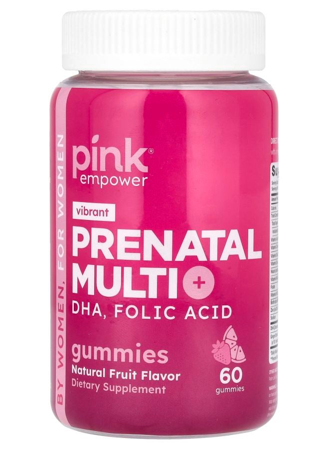 PINK Vibrant Prenatal Multi + DHA Folic Acid Natural Fruit 60 Gummies