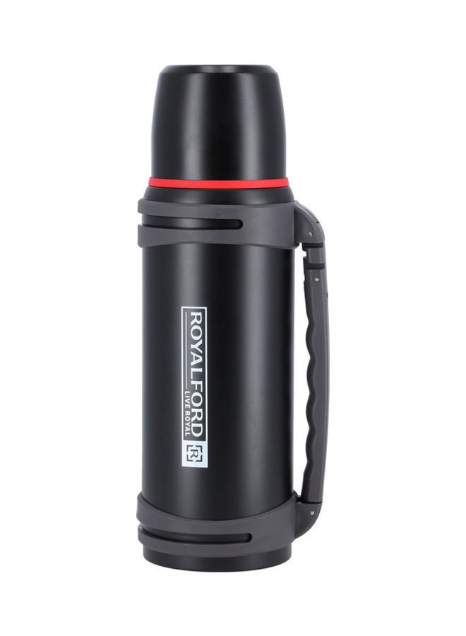 Royalford Travel Vacuum Bottle | 1.40 L | SS Vacuum Bottle | RF10456 | Double Wall Insulation | Keeps Drink Hot or Cold For Hours | Stainless Steel Thermos For Cold & Hot Beverages Black 1.4Liters - Image 1