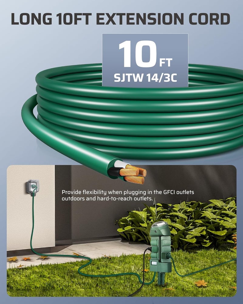 DEWENWILS Outdoor Power Strip Timer with Photocell, Weatherproof Countdown Light Control, 6 Outlets 10ft Cord Dusk to Dawn Outdoor Timer for Christmas Lights, Yard, 1875W/15A UL Listed - Image 5