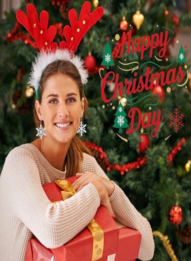 Skyfun Christmas Earrings for Women Glitter Acrylic Lightweight Dangle Earrings Sparkly Merry Christmas Snowflake Xmas Holiday Jewelry Gifts Accessories, Star Shape Snowflake - Image 2