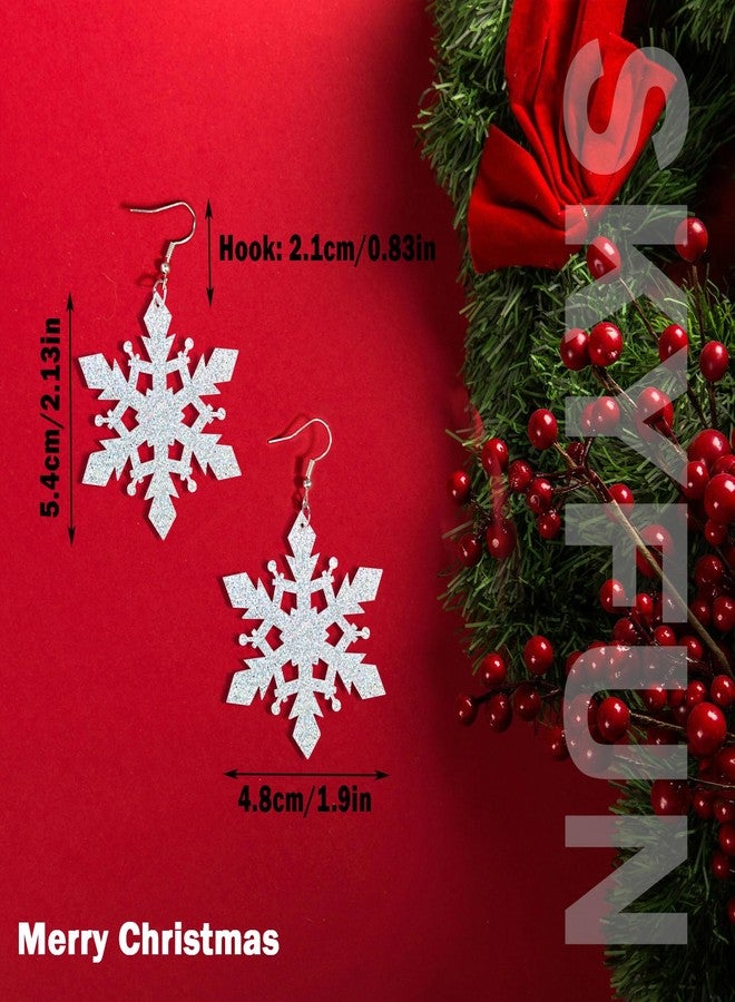 Skyfun Christmas Earrings for Women Glitter Acrylic Lightweight Dangle Earrings Sparkly Merry Christmas Snowflake Xmas Holiday Jewelry Gifts Accessories, Star Shape Snowflake - Image 5