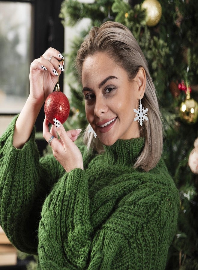 Skyfun Christmas Earrings for Women Glitter Acrylic Lightweight Dangle Earrings Sparkly Merry Christmas Snowflake Xmas Holiday Jewelry Gifts Accessories, Star Shape Snowflake - Image 3