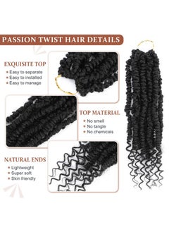 Admutty Passion Twist Crochet Hair,Passion Twist Hair 8 Inch,8 Packs Pre-twisted Passion Twist Hair,Short Passion Twist Crochet Braids,Pre Looped Crochet Hair for Black Women(1B)  - Image 3