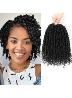 Admutty Passion Twist Crochet Hair,Passion Twist Hair 8 Inch,8 Packs Pre-twisted Passion Twist Hair,Short Passion Twist Crochet Braids,Pre Looped Crochet Hair for Black Women(1B)  - Image 1