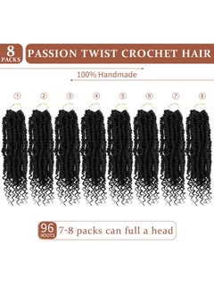 Admutty Passion Twist Crochet Hair,Passion Twist Hair 8 Inch,8 Packs Pre-twisted Passion Twist Hair,Short Passion Twist Crochet Braids,Pre Looped Crochet Hair for Black Women(1B)  - Image 4