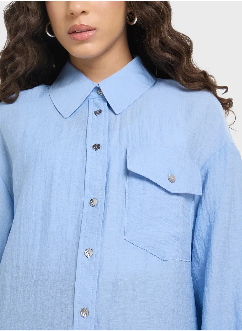 ONLY Pocket Detailed Button Down Shirt