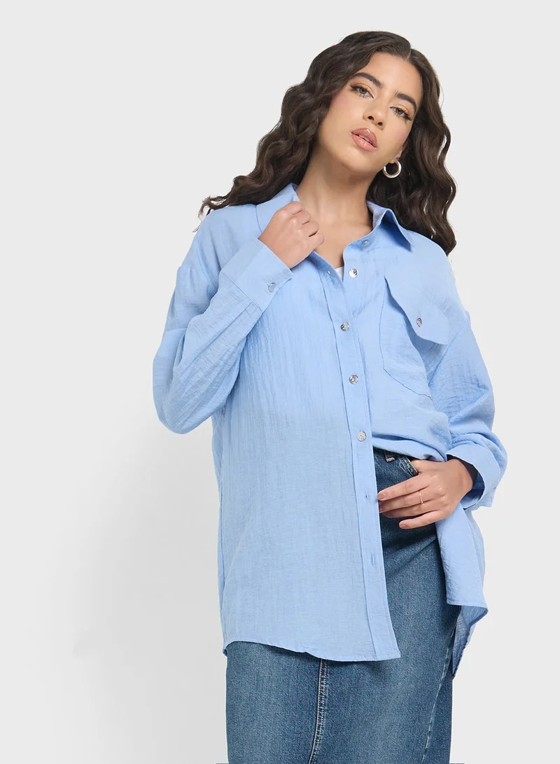 ONLY Pocket Detailed Button Down Shirt