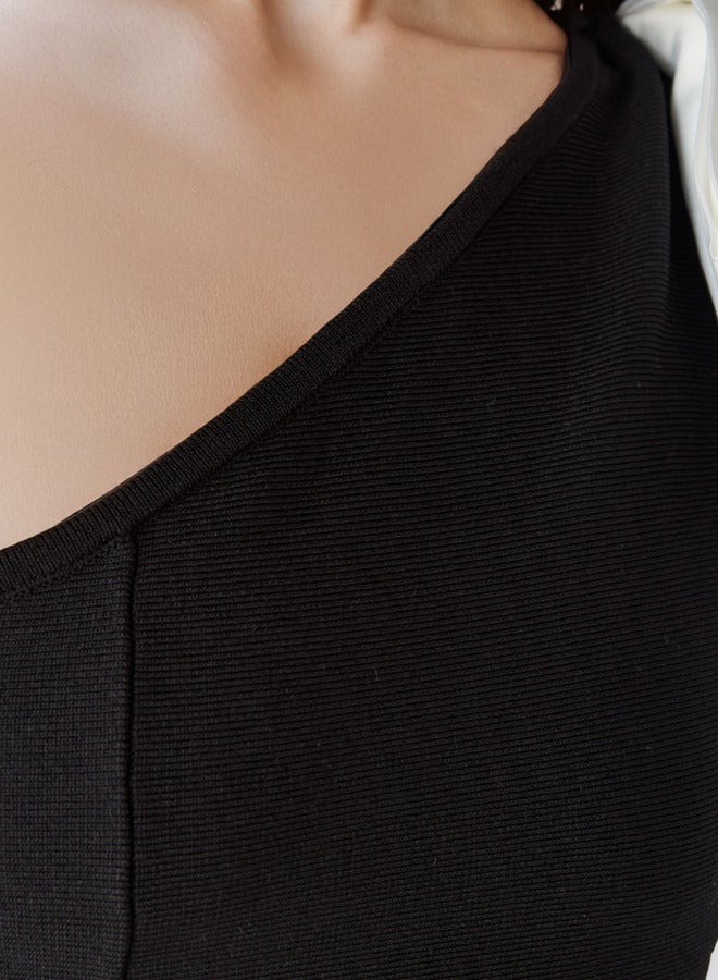 تواكستريمز فستان كتف واحد بفيونكة - Image 3