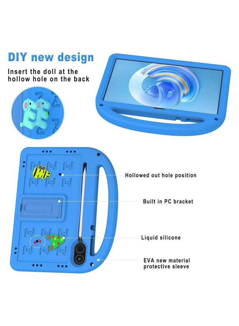 VKL Case Compatible with Honor Pad X9 11.5 Inch Case, [Kids Friendly] DIY Cute Cartoon Stickers Lightweight EVA Shockproof Handle Stand Cover with Shoulder Strap (Sky Blue) - Image 2
