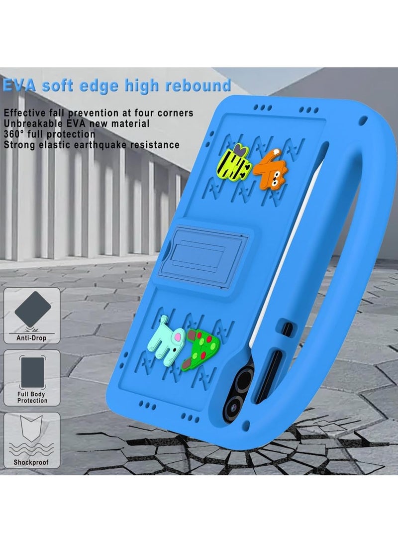 VKL Case Compatible with Honor Pad X9 11.5 Inch Case, [Kids Friendly] DIY Cute Cartoon Stickers Lightweight EVA Shockproof Handle Stand Cover with Shoulder Strap (Sky Blue) - Image 4