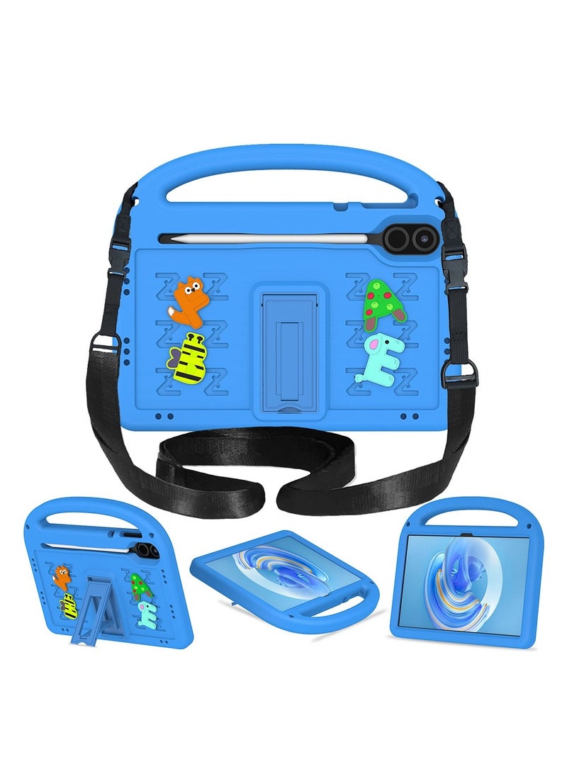 VKL Case Compatible with Honor Pad X9 11.5 Inch Case, [Kids Friendly] DIY Cute Cartoon Stickers Lightweight EVA Shockproof Handle Stand Cover with Shoulder Strap (Sky Blue) - Image 1