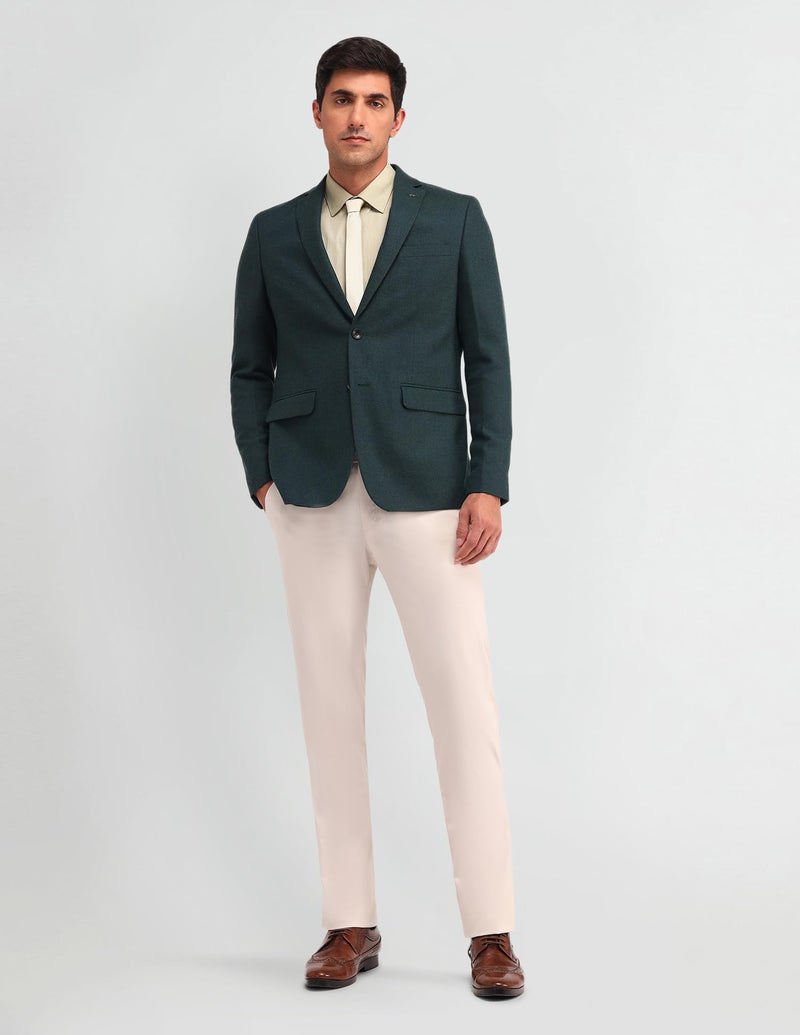 Arrow Men's Green Textured Notch Collar Long Sleeve Formal Polyester Tailored Fit Blazer (ARAIBZ5014_Green_40) - Image 3