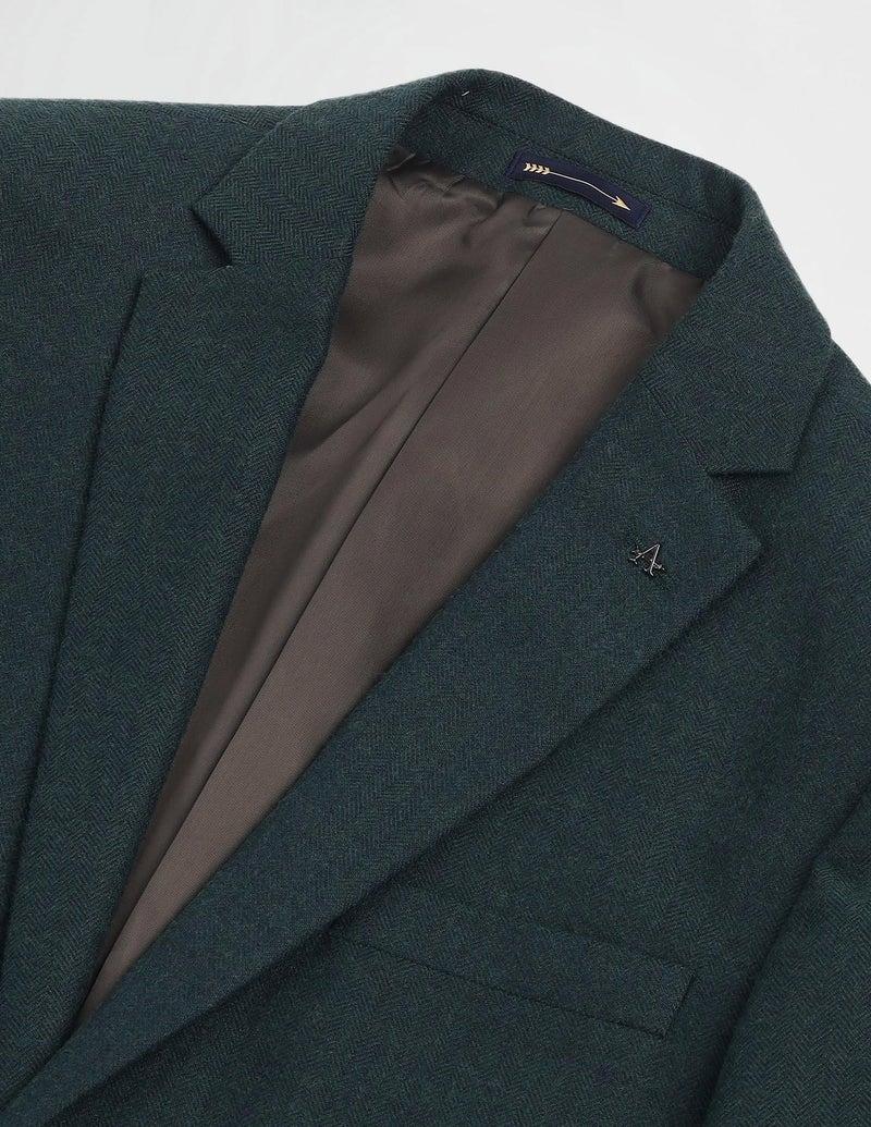 Arrow Men's Green Textured Notch Collar Long Sleeve Formal Polyester Tailored Fit Blazer (ARAIBZ5014_Green_40) - Image 2