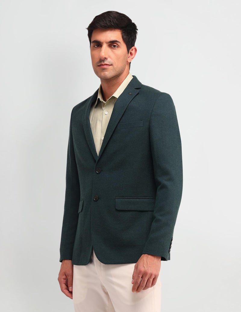 Arrow Men's Green Textured Notch Collar Long Sleeve Formal Polyester Tailored Fit Blazer (ARAIBZ5014_Green_40) - Image 4