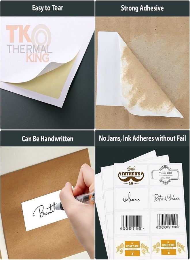 TK Thermal King 2" x 4" 100 Sheets White Permanent Adhesive Shipping 1000 Labels for Laser & Inkjet Printers (10 Labels/Sheet) - Image 4