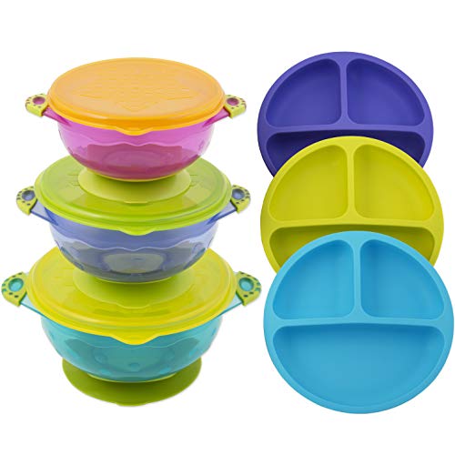 EVLA'S EVLAS Silicone Plates Baby Bowls Set Suction Bowls with Lids and Divided Plates Unbreakable EasytoClean Feeding Set for Growing Babies and Toddlers - Image 1