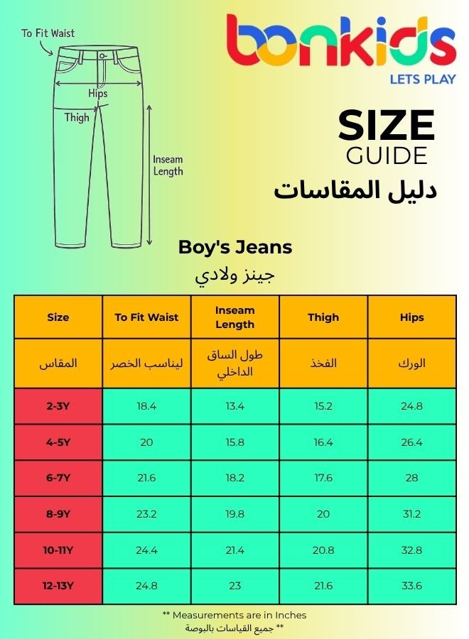 Bonkids Regular Printed Black Cotton Jeans For Boys Pull On 100 % Cotton  - Image 4