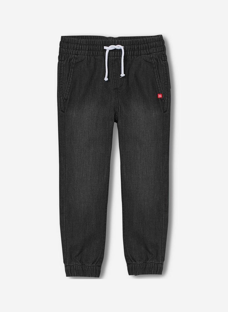 Bonkids Regular Printed Black Cotton Jeans For Boys Pull On 100 % Cotton  - Image 1
